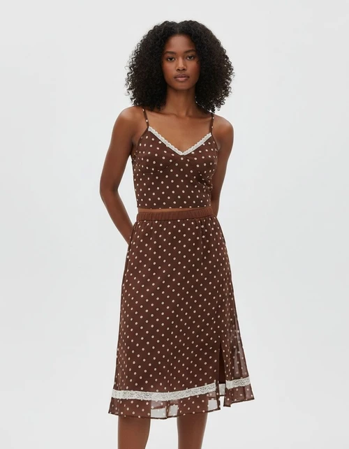 Retro Polka Dot Cami Dress Set - Sexy Backless Ruffle KUN-00094