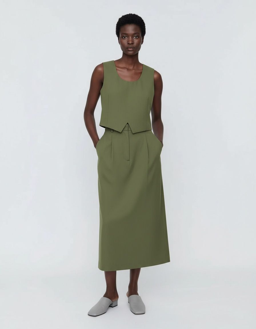 Sequin Embroidered Vest and Skirt Set KUN-00120