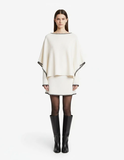 Knit Dress & Top Set - Color Block Embroidery KUN-00124