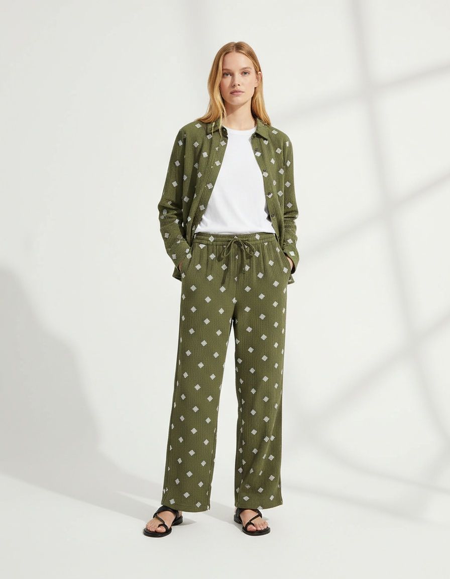 Completo camicia e pantaloni ricamati - Stile europeo KUN-00017