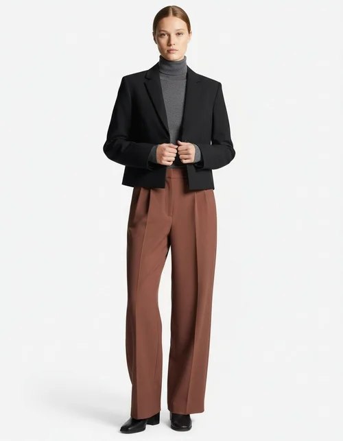 Women's Cropped Blazer - Fashion Shoulder Pad Jacket KUN-00006