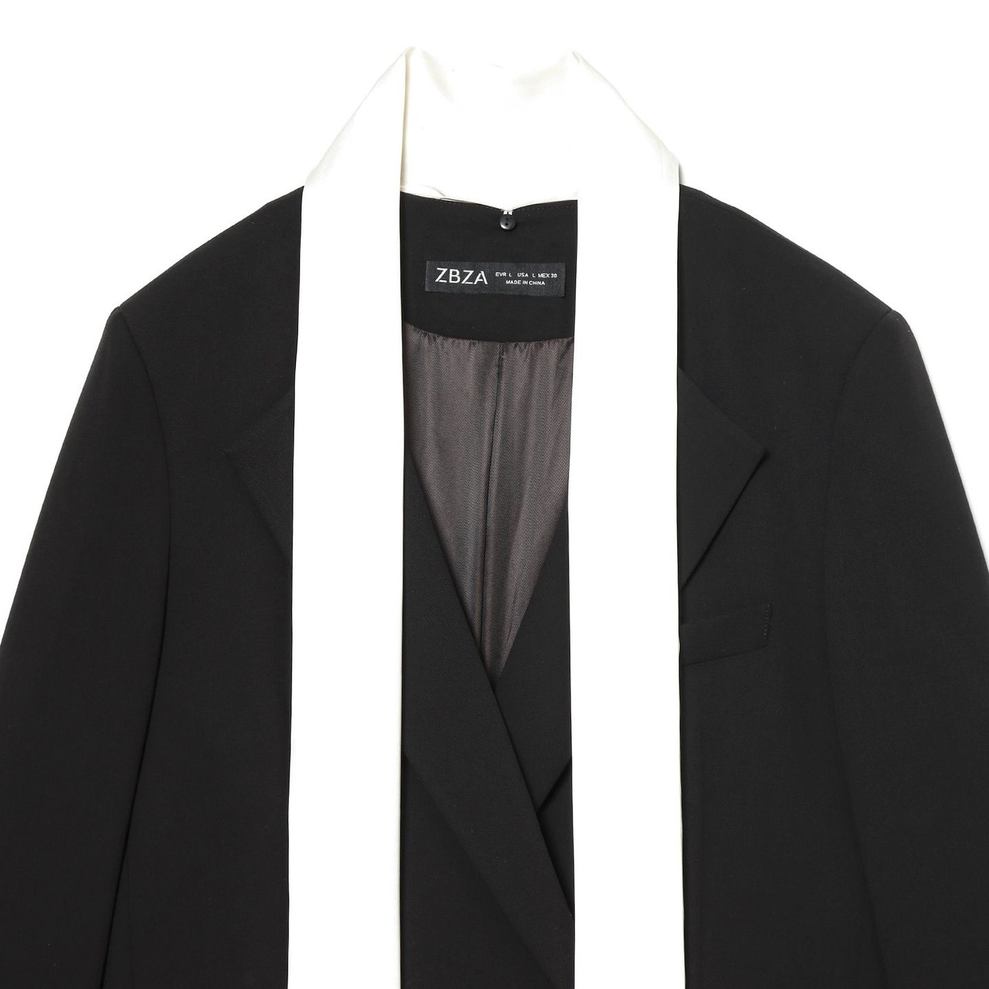 Women's Blazer Jacket Color Block Scarf Long Sleeve KUN-00007
