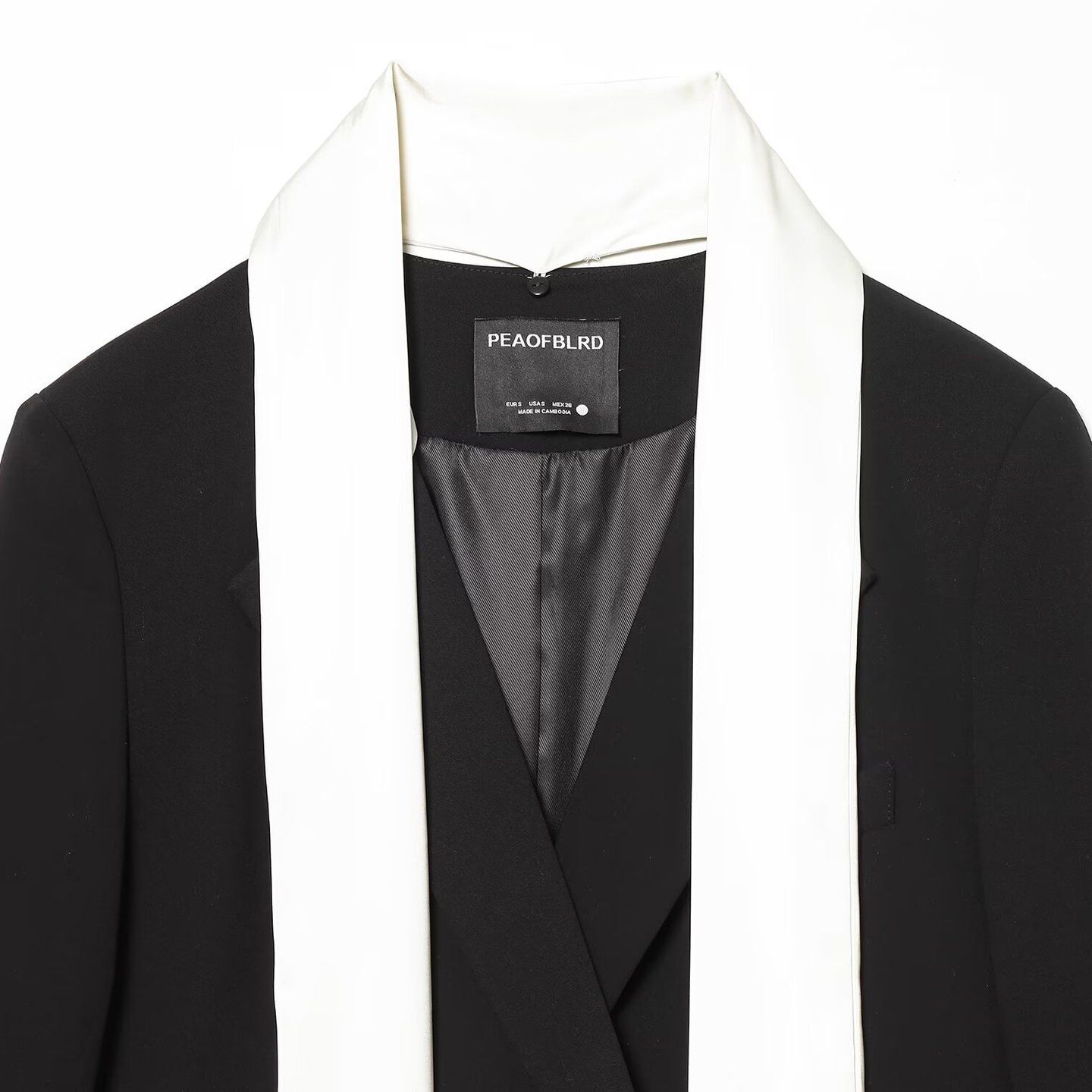 Chaqueta estilo blazer con bloques de color y bufanda para mujer - Prendas de abrigo informales de moda KUN-00008