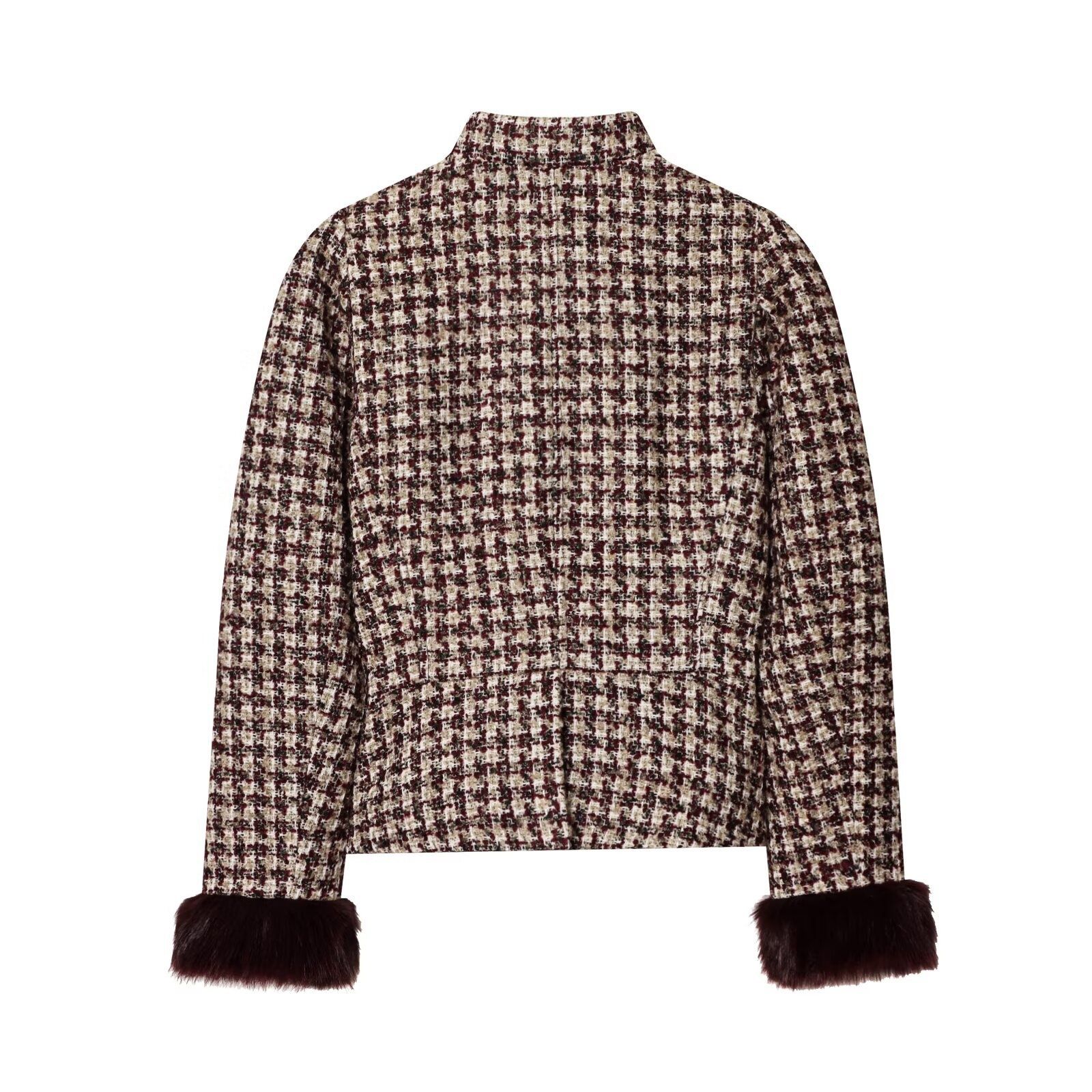 Blazer met manchetten van imitatiebont - Damesjas in Europese stijl KUN-00010