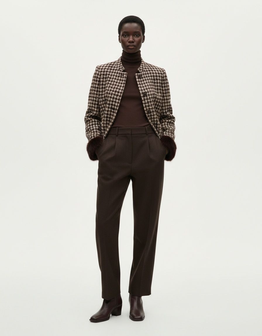 Blazer da donna con polsini in pelliccia sintetica - Stile europeo KUN-00010