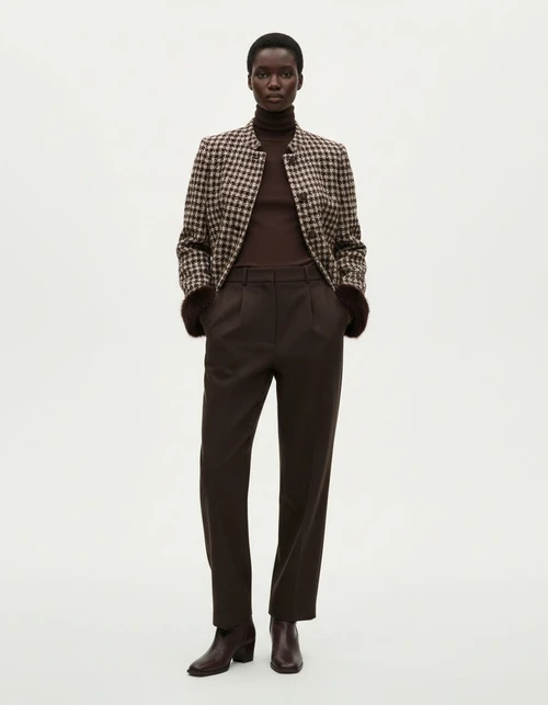 Blazer da donna con polsini in pelliccia sintetica - Stile europeo KUN-00010