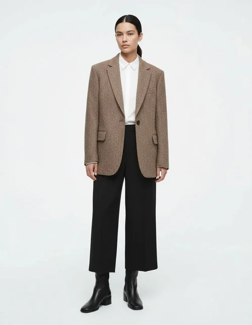 Women's Herringbone Blazer - Stylish Casual Blend KUN-00011