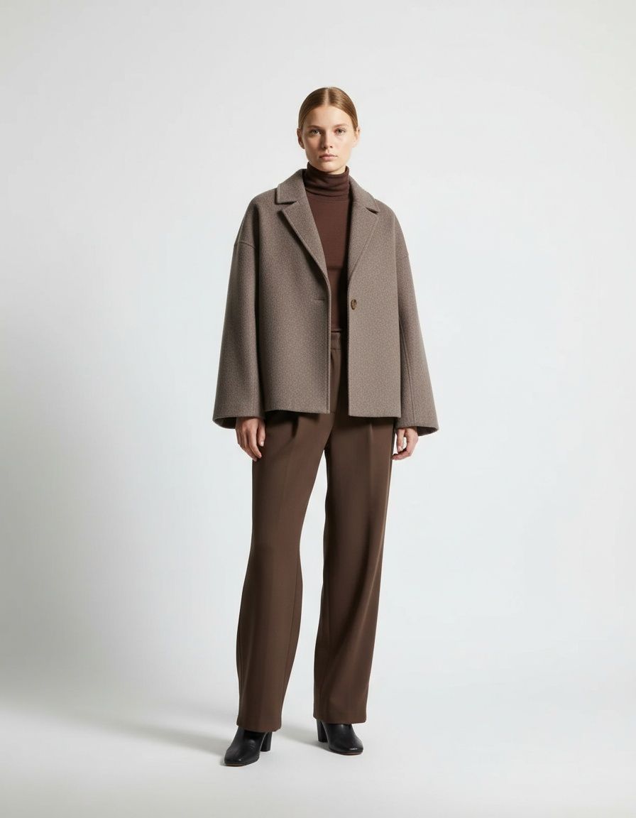 Giacca-camicia corta in misto lana - Chic minimalista KUN-00015