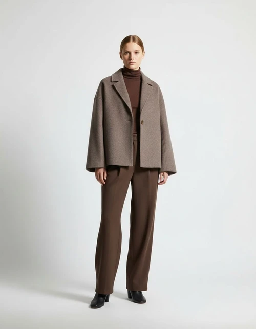 Giacca-camicia corta in misto lana - Chic minimalista KUN-00015