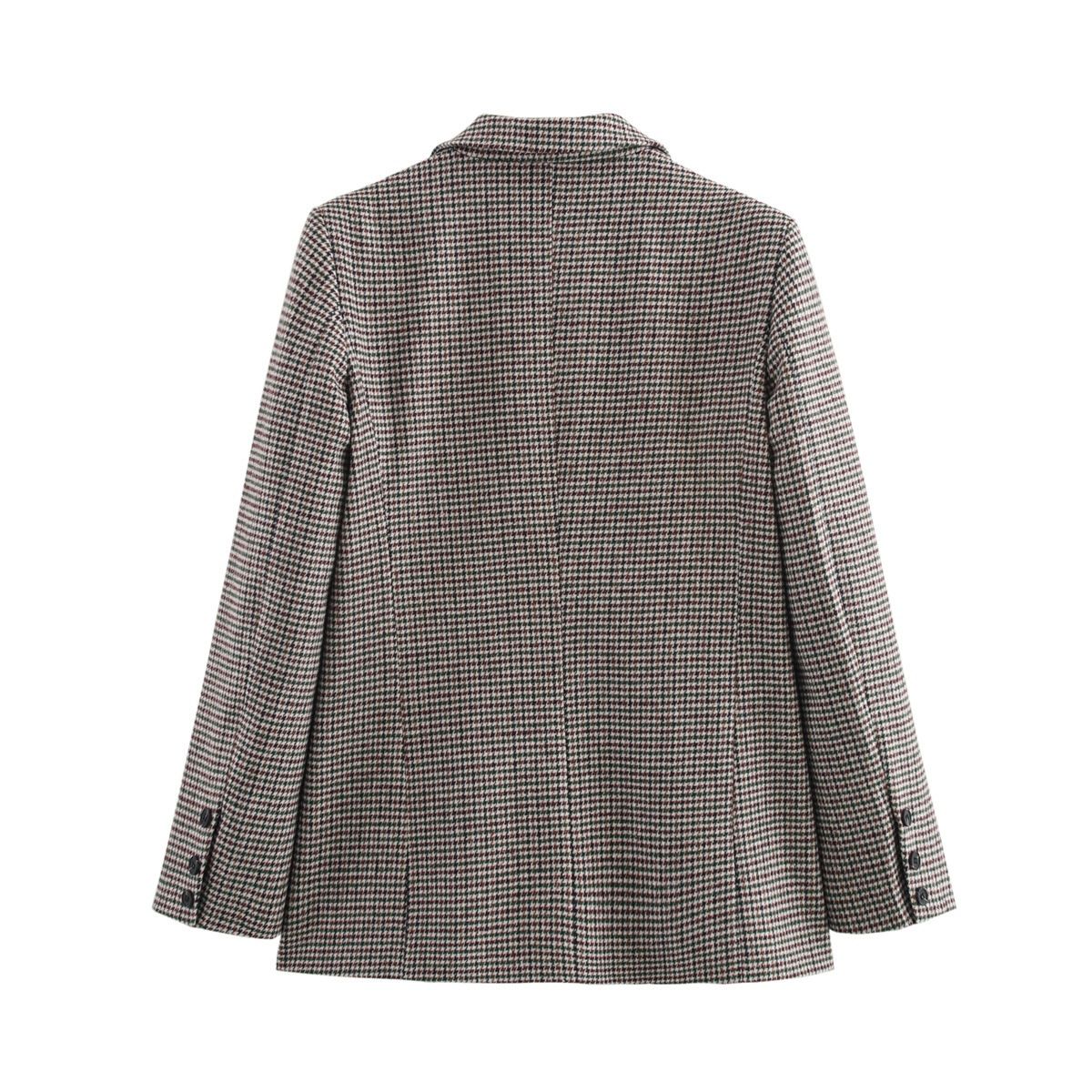 Blazer de pata de gallo, elegante chaqueta de traje informal KUN-00053