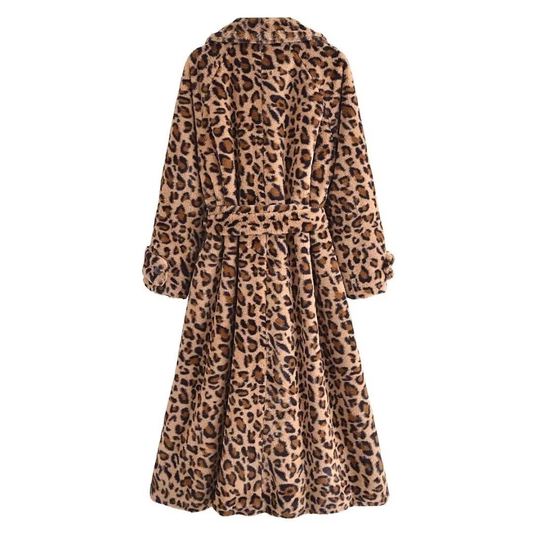 Leopard Print Lapel Coat Classic Fashion Outerwear KUN-00001