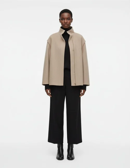 Cappotto corto a collo alto in misto cotone, capospalla alla moda KUN-00003