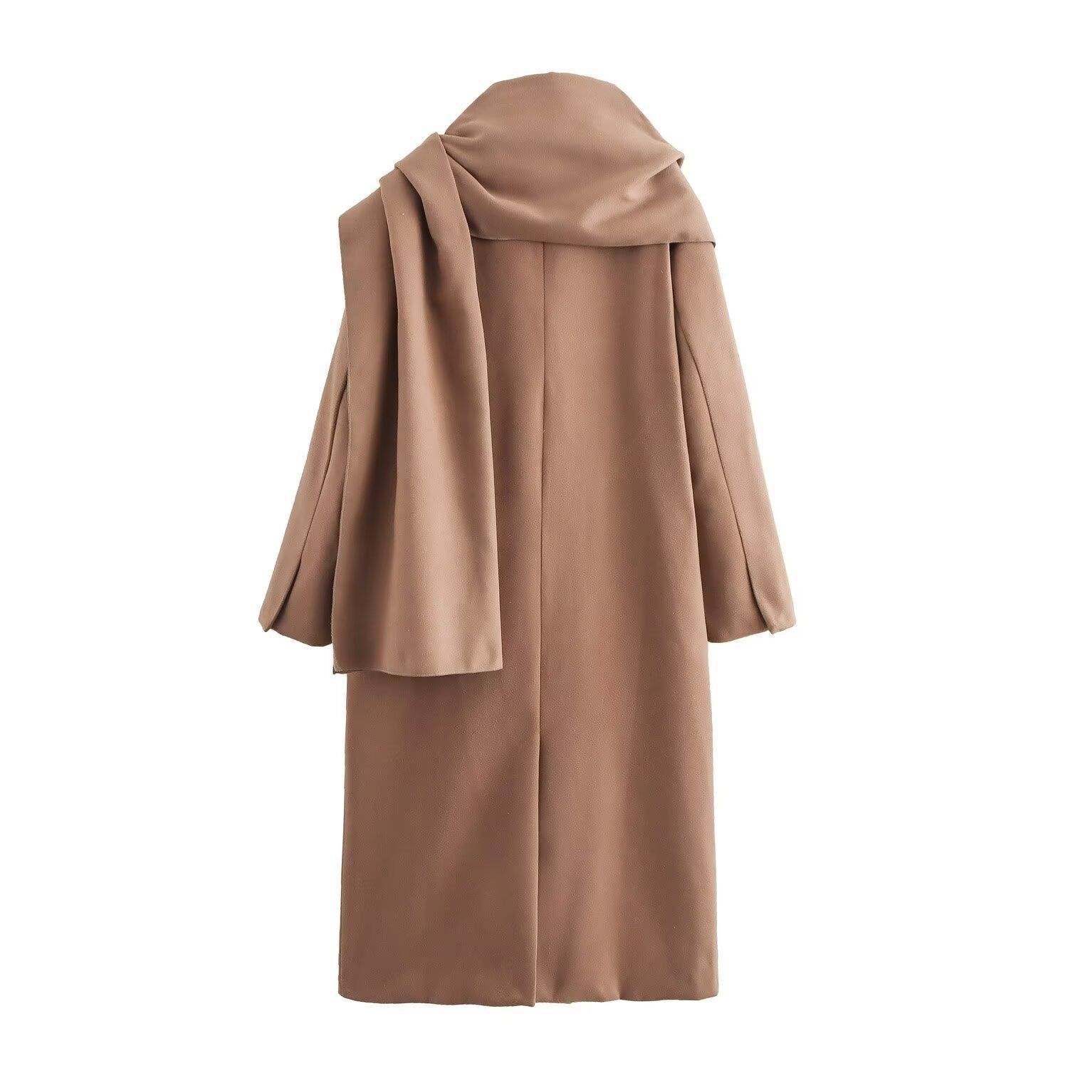 Manteau long croisé en laine mélangée KUN-00008
