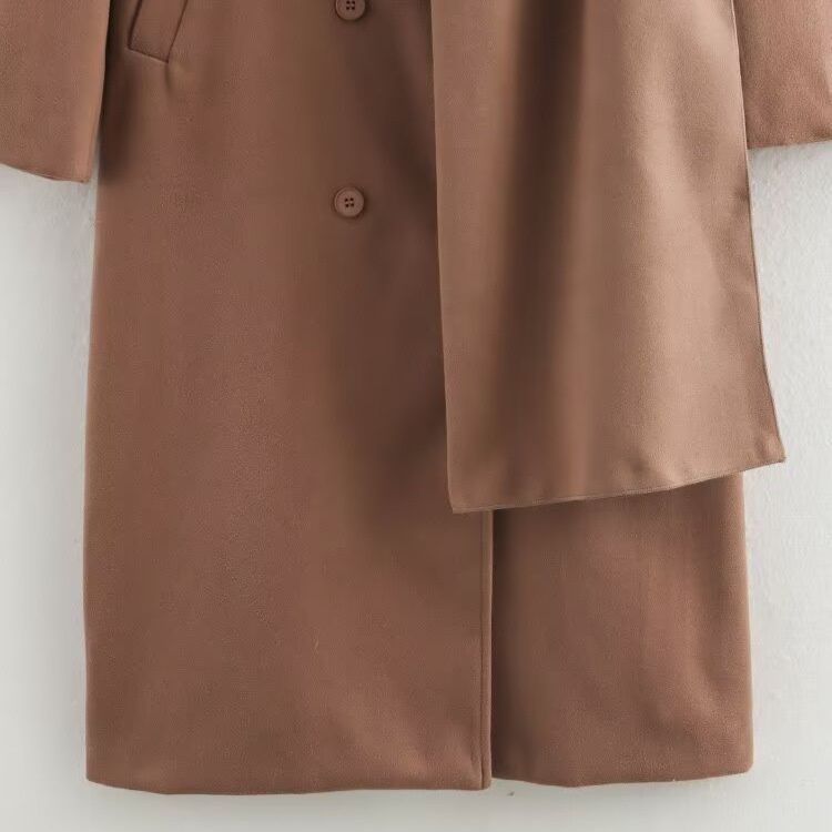 Manteau long croisé en laine mélangée KUN-00008