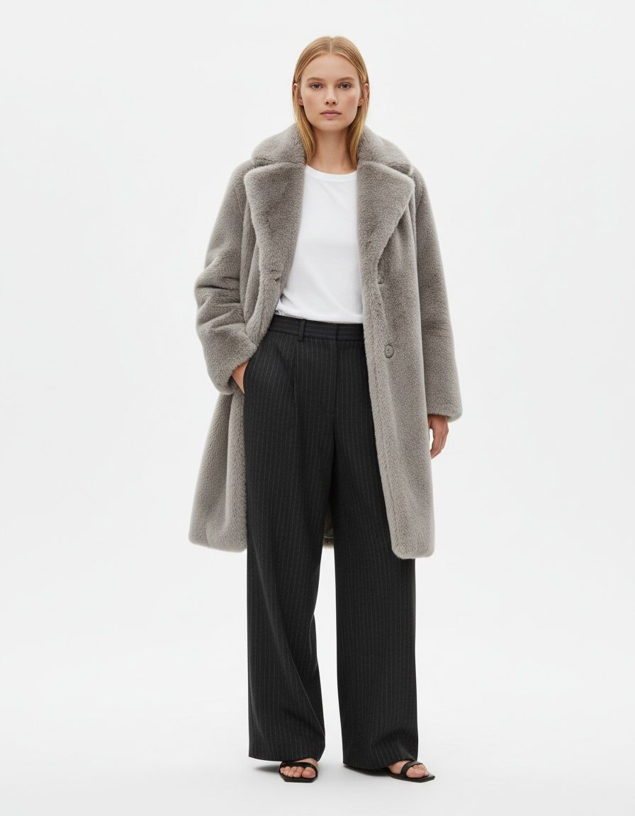 Cappotto lungo in pelliccia sintetica - Elegante capospalla KUN-00009