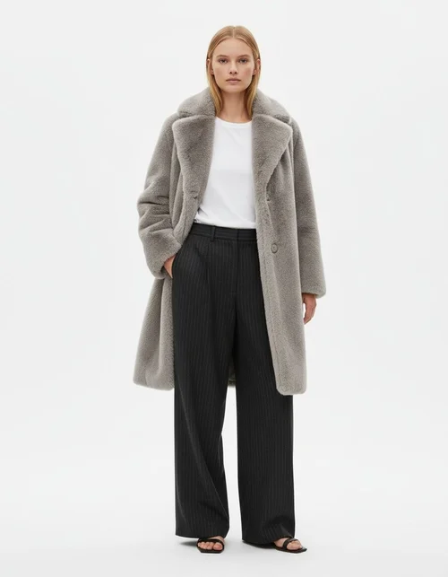 Cappotto lungo in pelliccia sintetica - Elegante capospalla KUN-00009