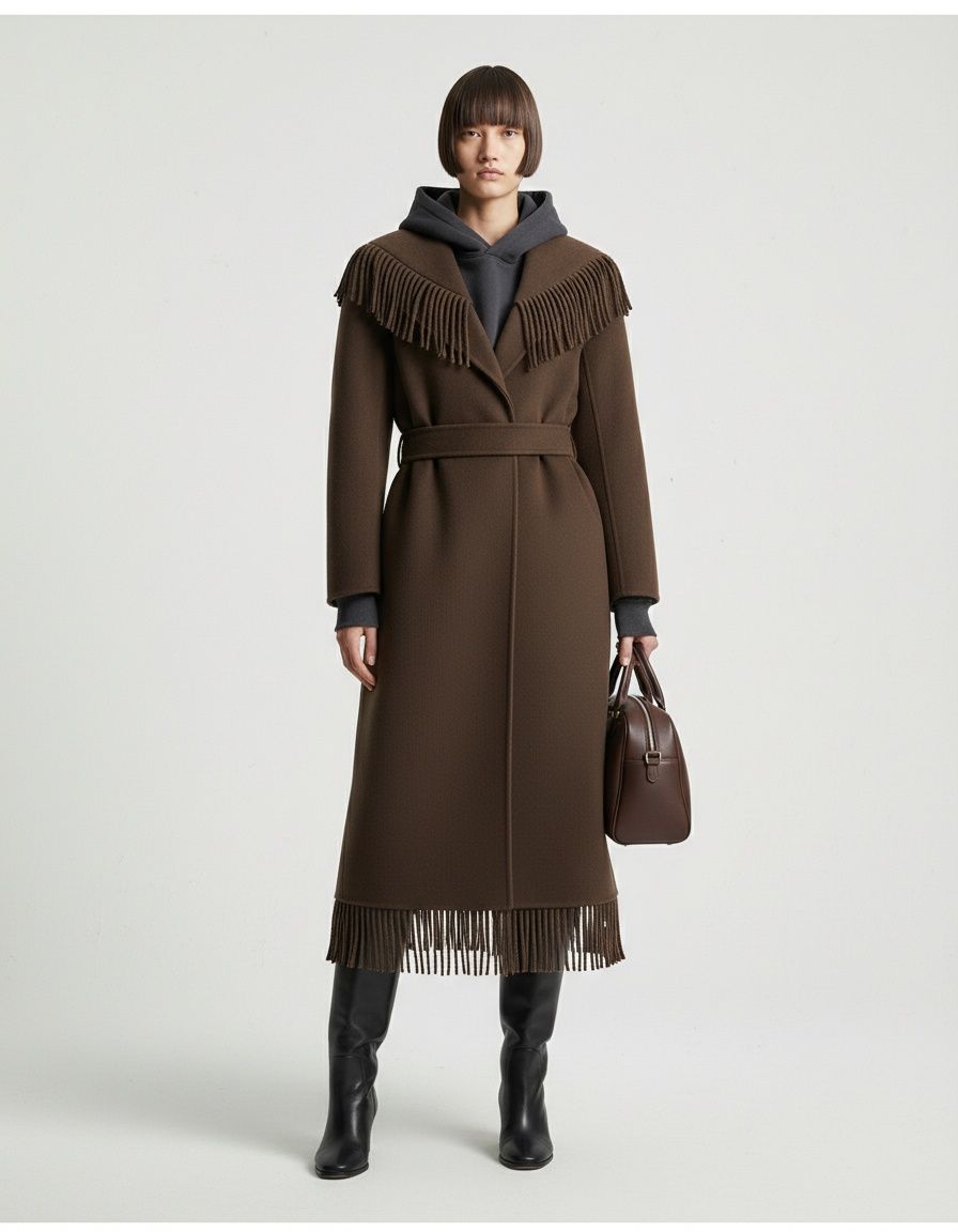 Giacca con frange in misto lana - Stile europeo KUN-00015