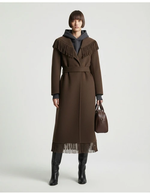 Giacca con frange in misto lana - Stile europeo KUN-00015