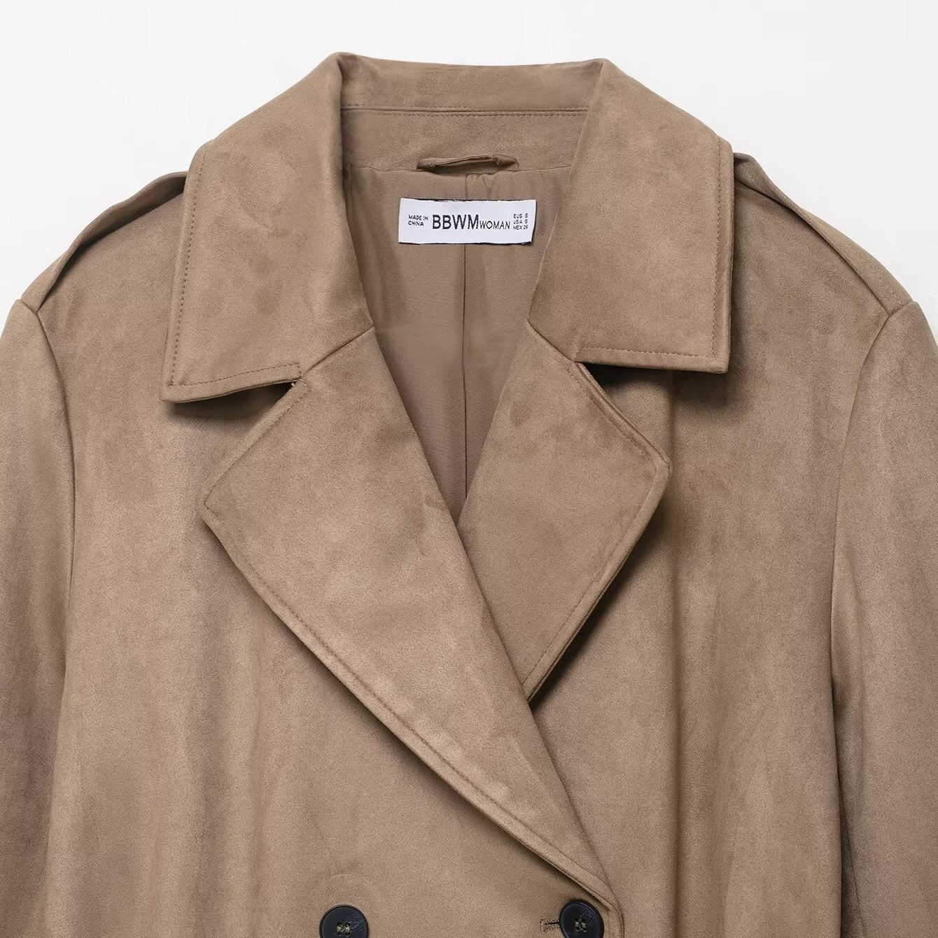 Faux Suede Trench Coat Chic Casual Outerwear KUN-00016