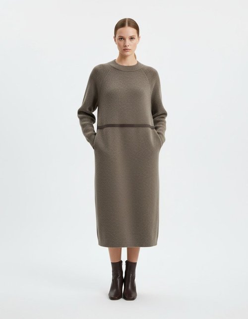 Spolverino in maglia con cintura - Stile europeo KUN-00018