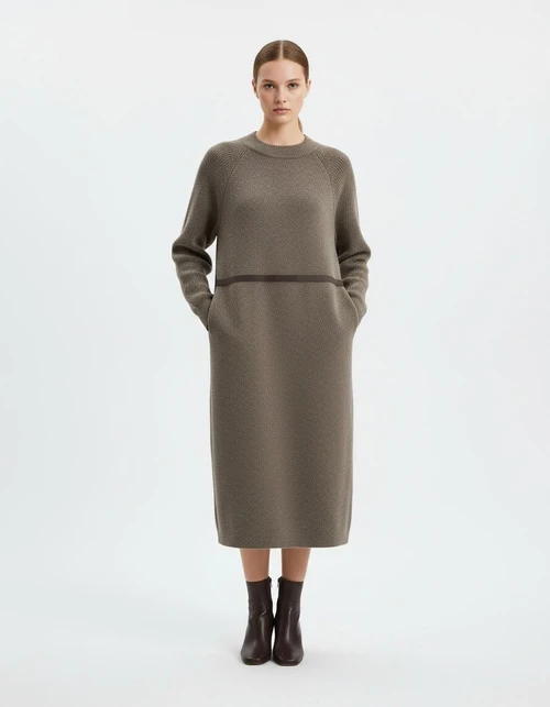 Spolverino in maglia con cintura - Stile europeo KUN-00018