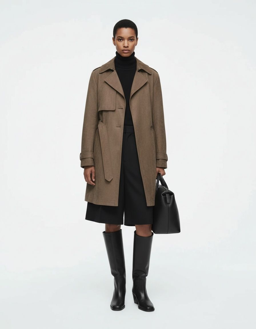 Trench in pelle scamosciata - Alla moda e casual KUN-00020