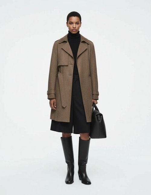 Trench in pelle scamosciata - Alla moda e casual KUN-00020