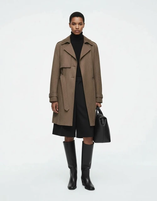 Trench in pelle scamosciata - Alla moda e casual KUN-00020