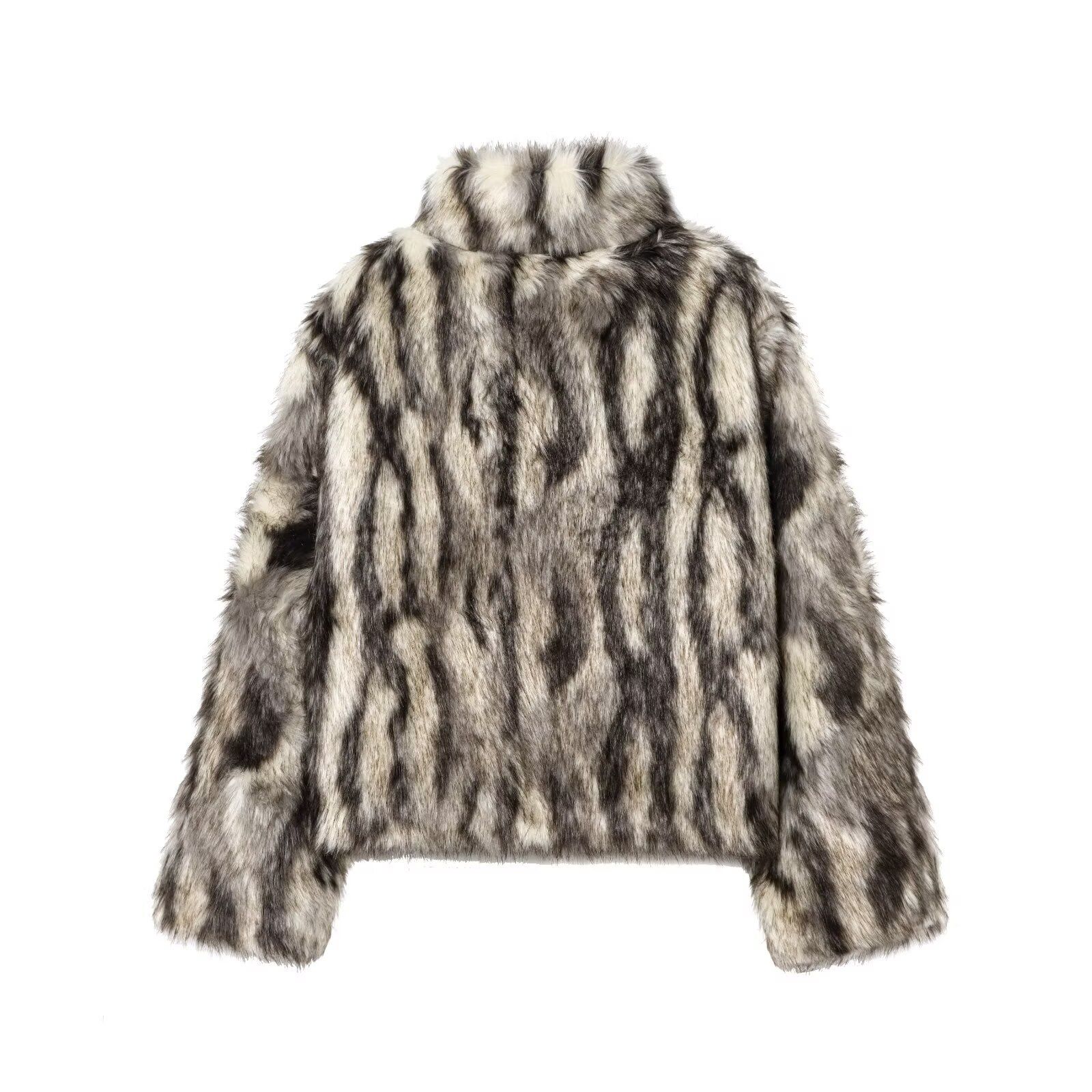 Abrigo de piel sintética para mujer, chaqueta oversize de moda KUN-00022