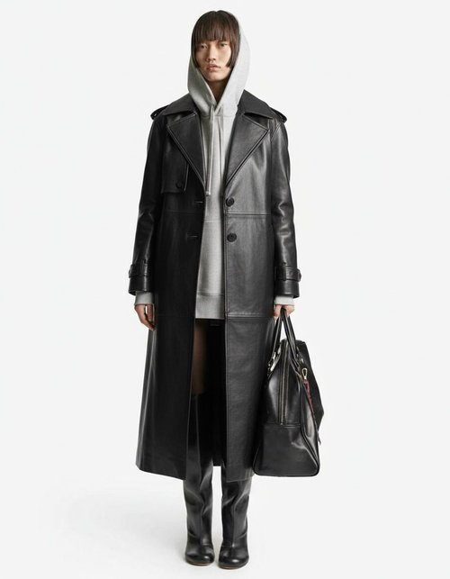Faux Leather Long Trench Coat - Stylish Casual Outerwear KUN-00029
