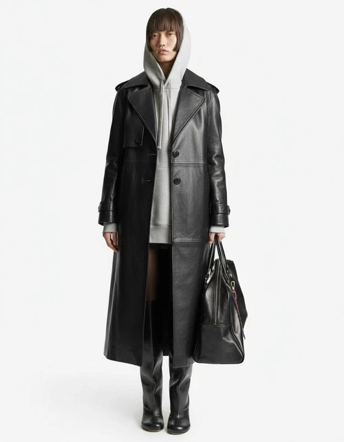 Trench lungo in similpelle - Elegante capospalla casual KUN-00029