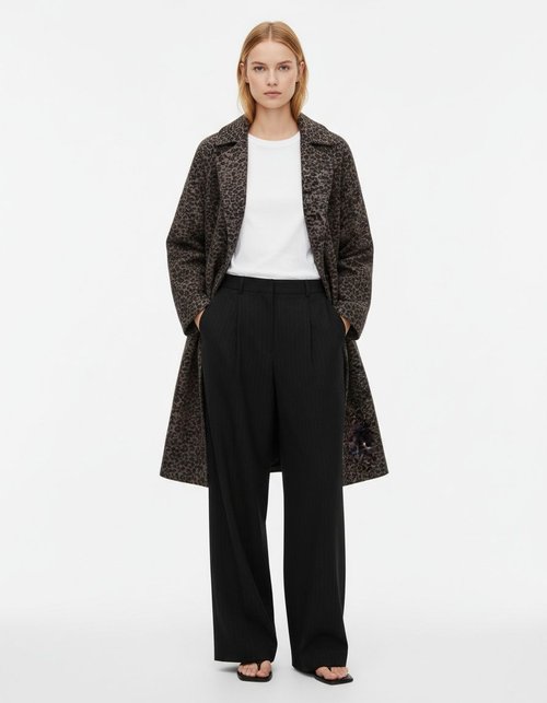 Animal Print Blend Coat - Fashionable Outerwear KUN-00031