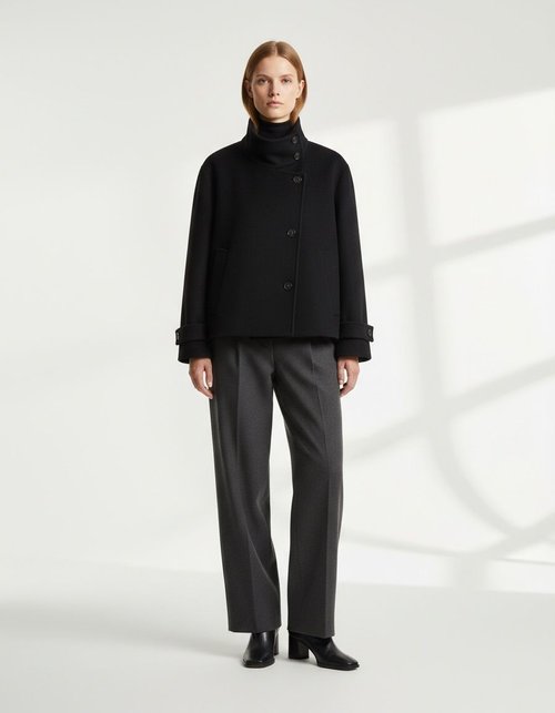 Women's Stylish Cropped Stand Collar Coat - European & American Style KUN-00032