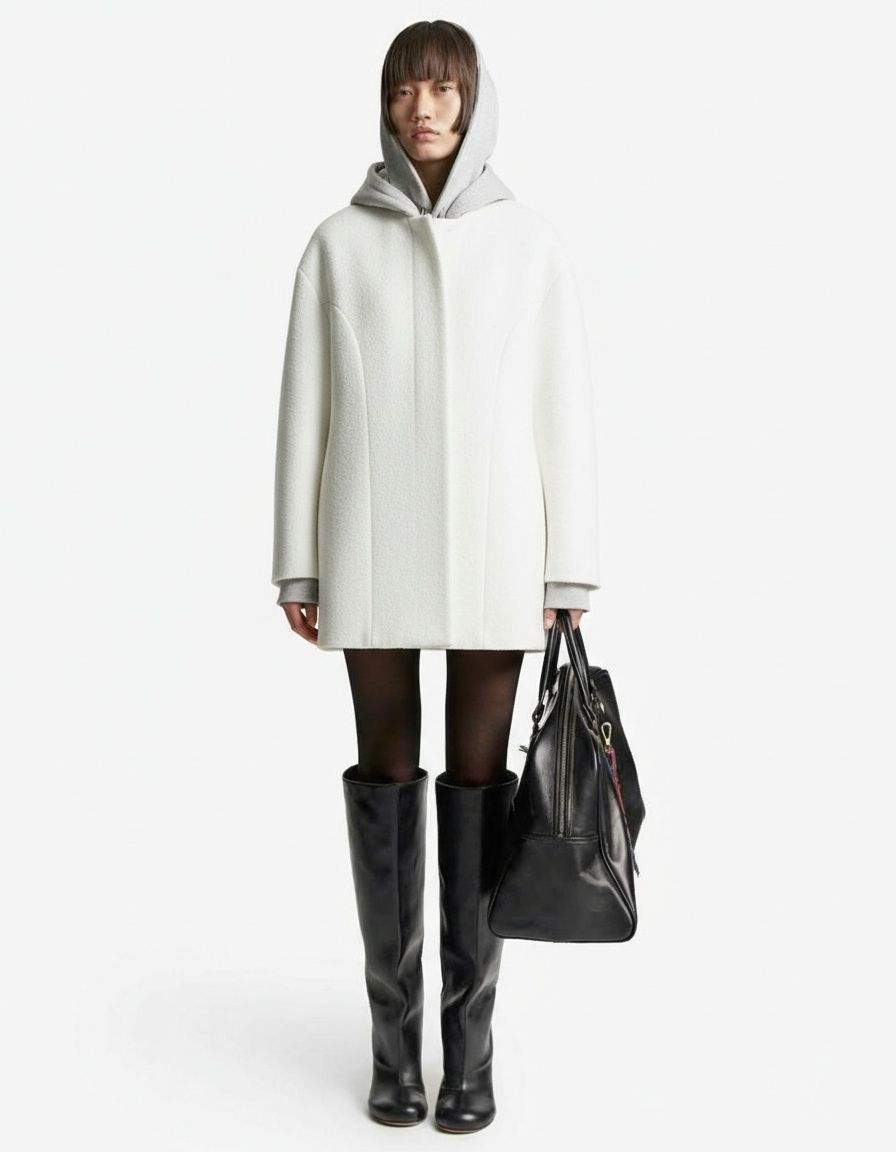 Cappotto da donna in misto lana - Elegante cappotto invernale con cintura KUN-00040