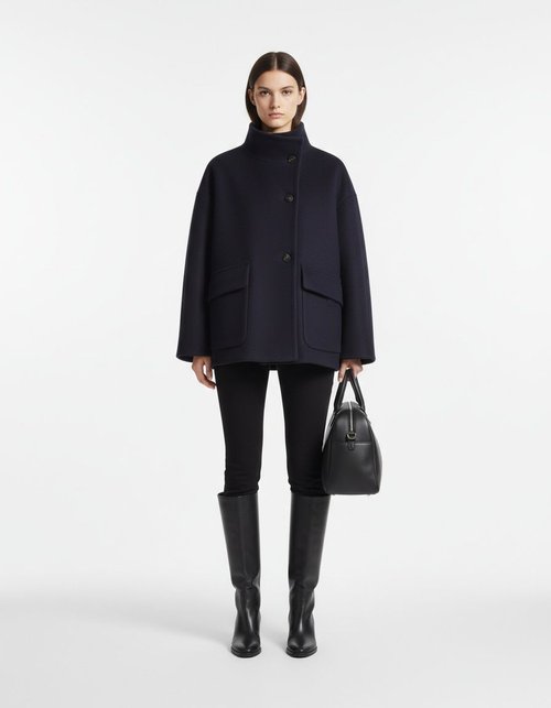 Wool Blend Straight-Leg Coat - Chic Stand Collar Overcoat KUN-00041