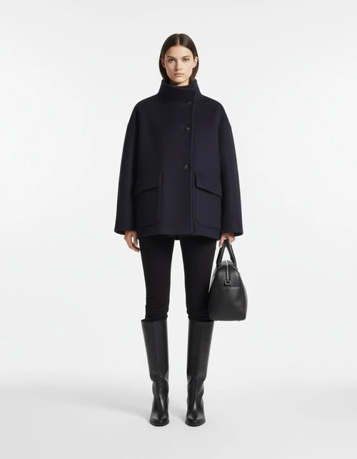 Cappotto a gamba dritta in misto lana - Elegante soprabito con collo alto KUN-00041