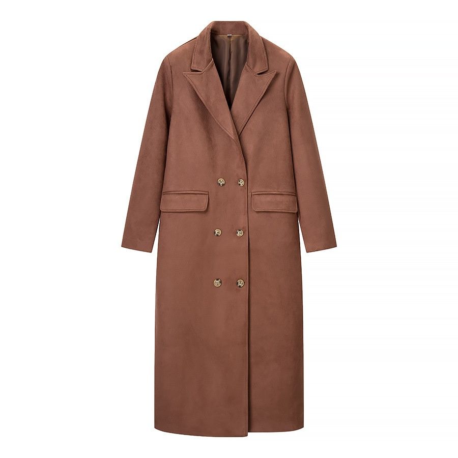 Faux Suede Trench Coat - Stylish & Versatile KUN-00042