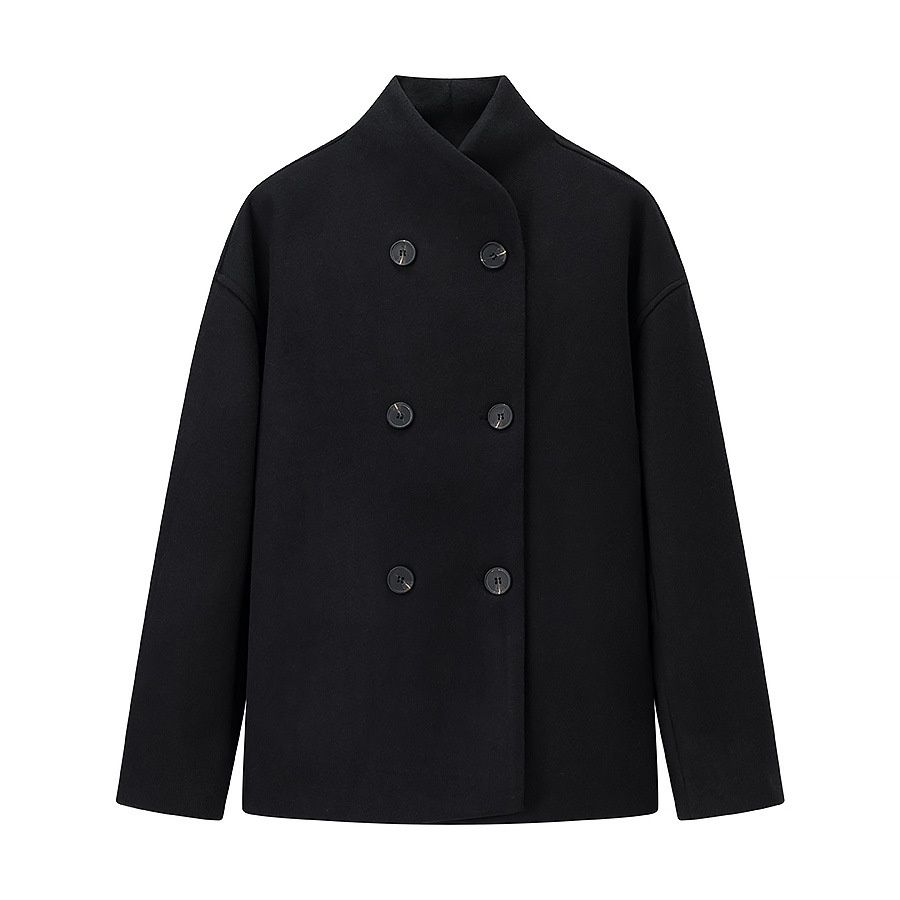 Wool Blend Overcoat - Stylish Women's Double-Breasted Coat KUN-00043
