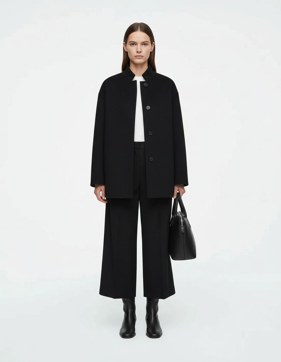 Wool Blend Overcoat - Stylish Women's Double-Breasted Coat KUN-00043