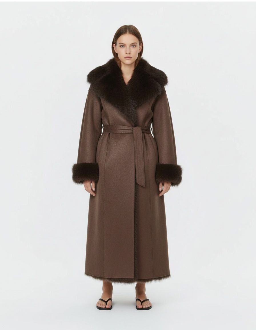 Cappotto da donna in pelliccia sintetica con cintura - Stile europeo KUN-00051