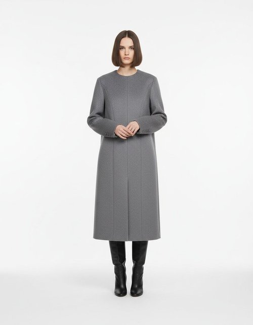 Wool Blend Long Coat Stylish Button-Down Outerwear KUN-00053