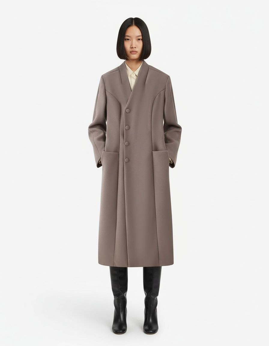 Cappotto in misto lana - Spalline, Dettagli con bottoni KUN-00056