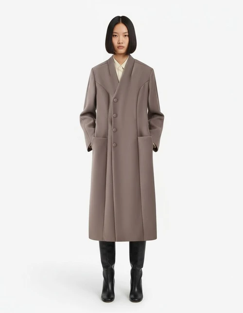 Cappotto in misto lana - Spalline, Dettagli con bottoni KUN-00056