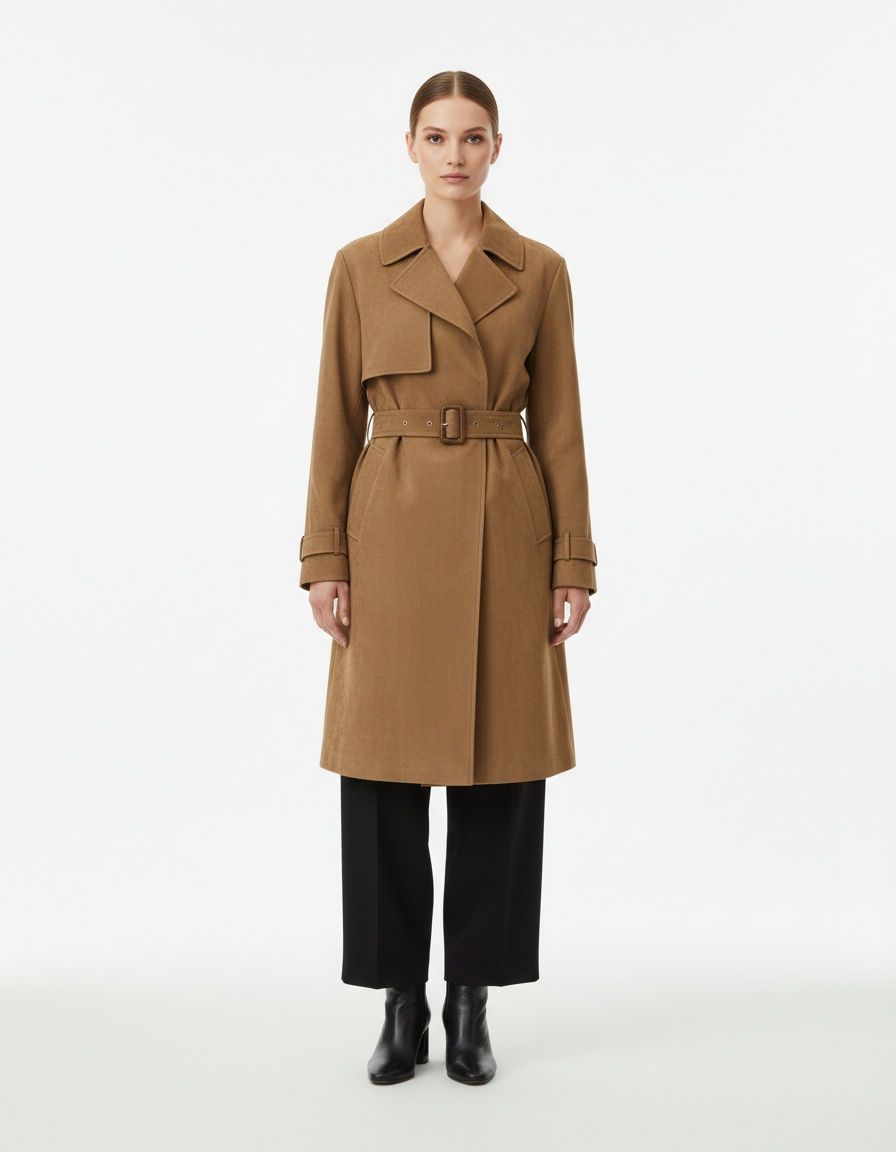 Trench coat in pelle scamosciata - Moda stile europeo KUN-00071