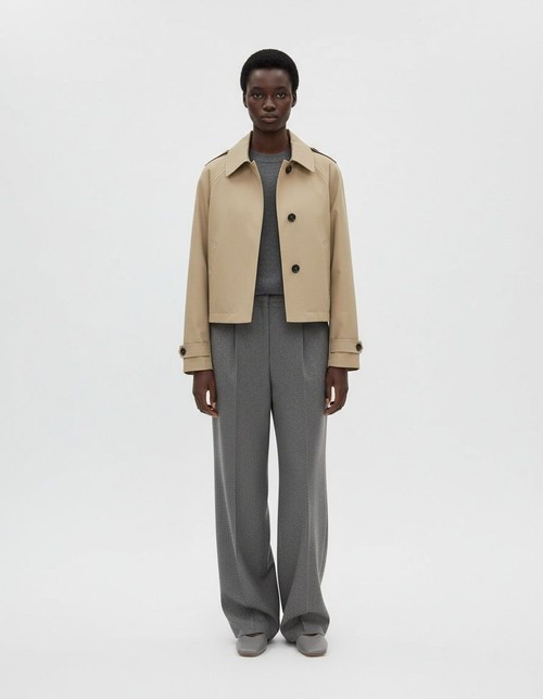 Trench da donna doppiopetto corto, alla moda e casual KUN-00074