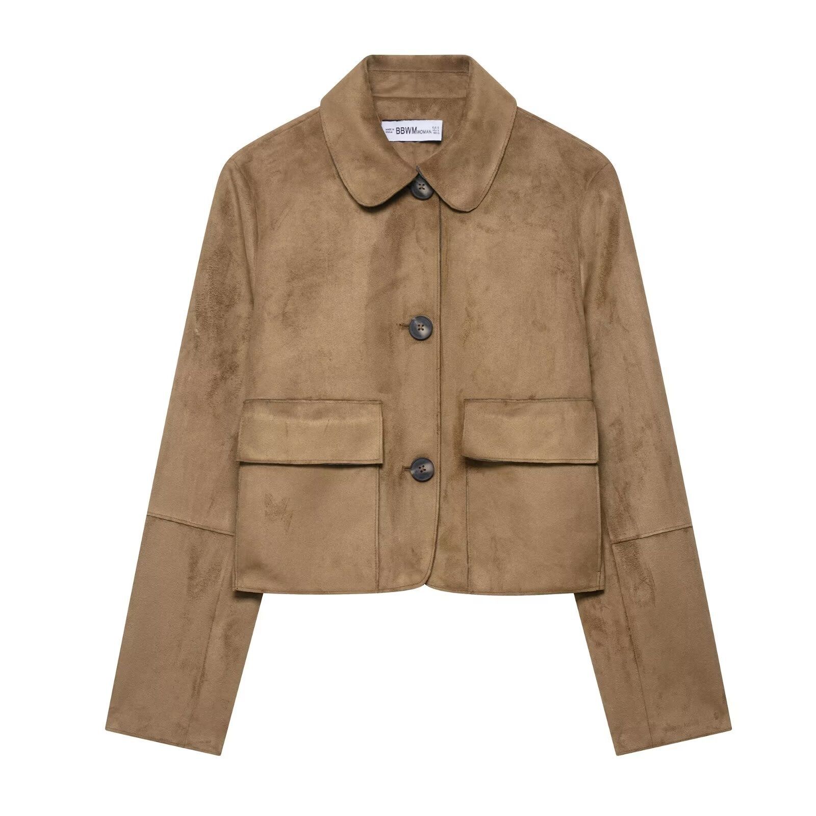 Giacca corta in finta pelle scamosciata - Capospalla da donna alla moda KUN-00002