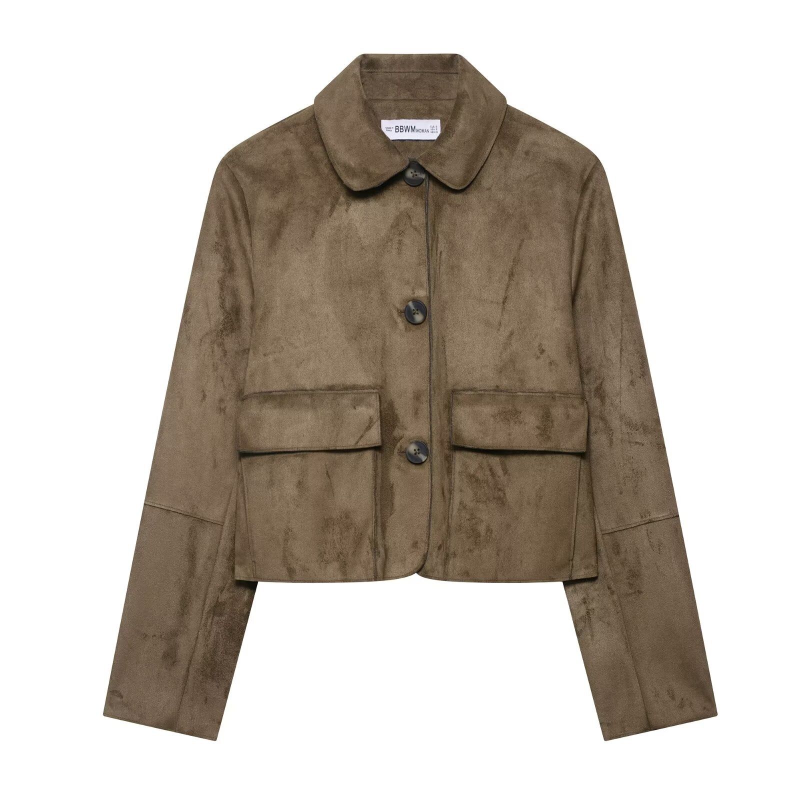Giacca corta in finta pelle scamosciata - Capospalla da donna alla moda KUN-00002