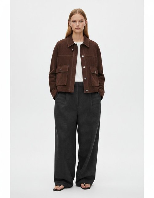 Leather Aviator Jacket - Trendy Women's Outerwear KUN-00003