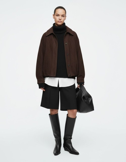 Giacca in pelle scamosciata marrone - Moda casual da donna KUN-00005