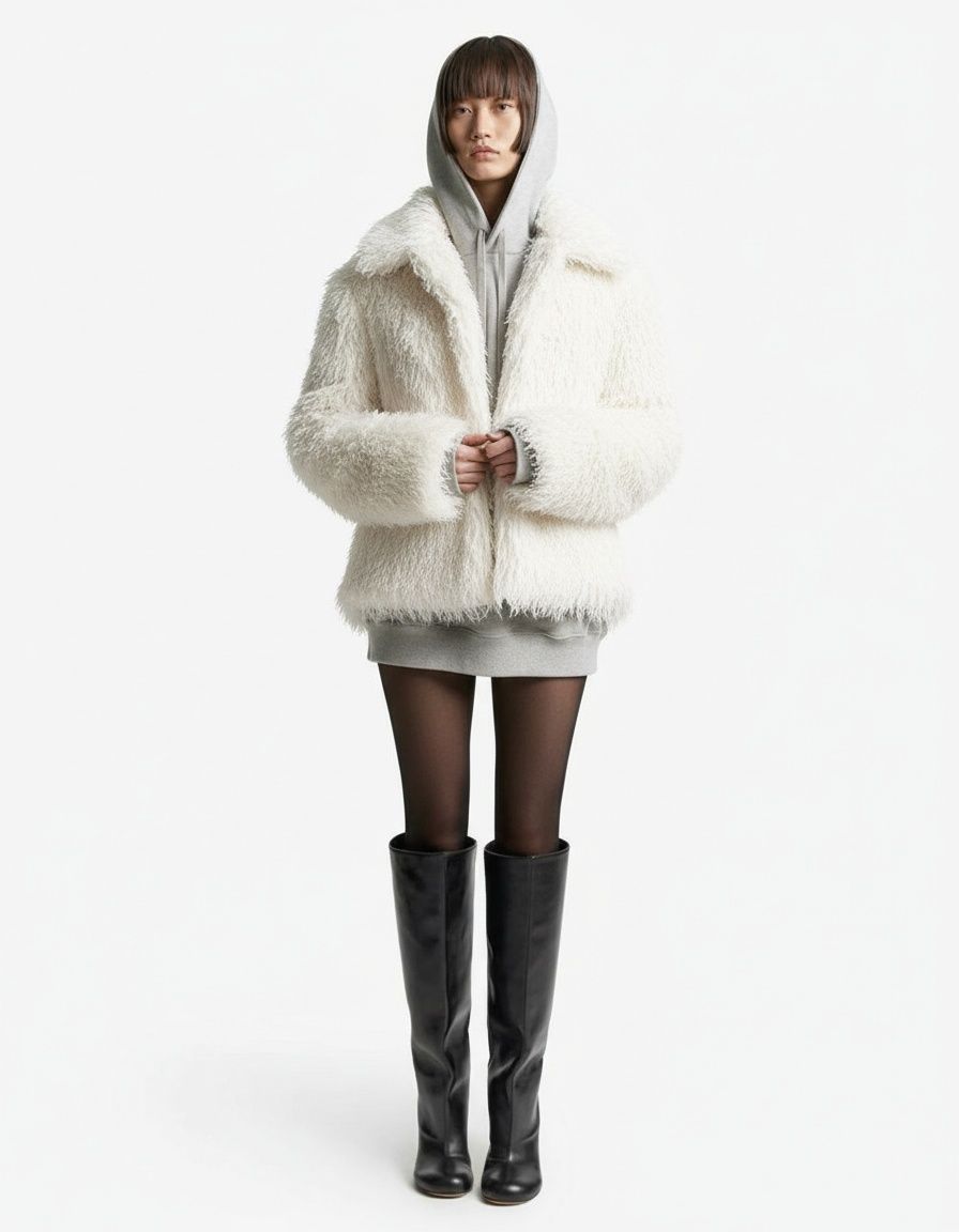 Cappotto in pelliccia sintetica, capospalla alla moda ed elegante KUN-00007